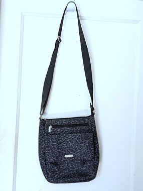 Baggallini Animal Print Crossbody Bag Charcoal Black Gray